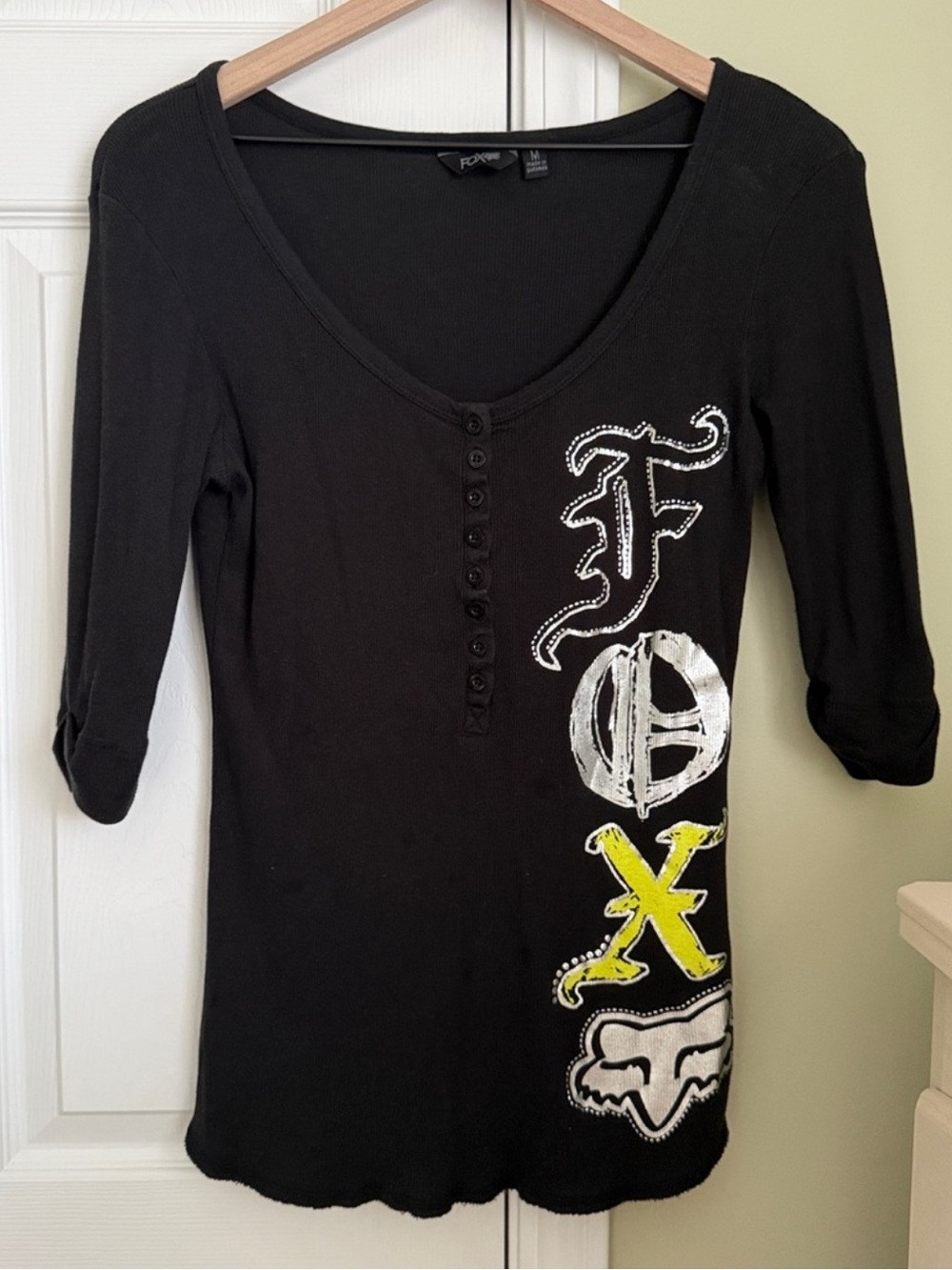 Fox Racing Y2K Black Henley Size M